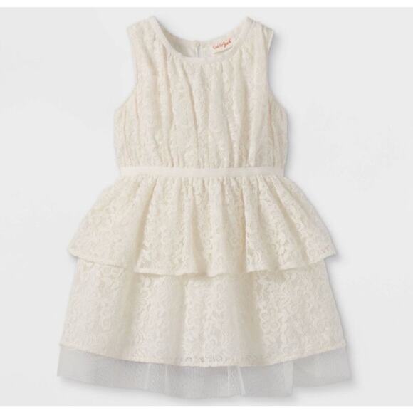 Cat & Jack Toddler Girls Embroidered Dress - Cream 4T - Picture 1 of 5